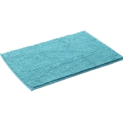 Hot Gifi Tapis salle de bain chenille uni bleu
