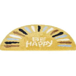 Gifi Tapis salle de bain demi lune jaune Be Happy microfibre 50x70cm
