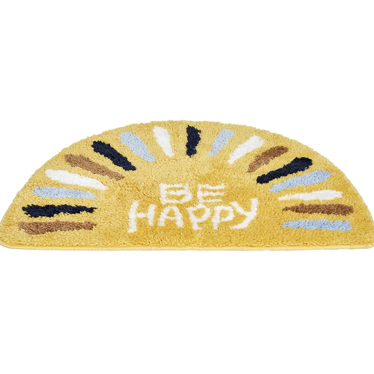 Gifi Tapis salle de bain demi lune jaune Be Happy microfibre 50x70cm