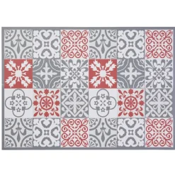 Nettoyage Et Entretien|Gifi Tapis vinyle imprimé carreau de ciment rouge gris L. 70 cm