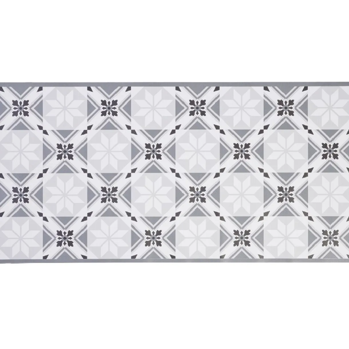 Nettoyage Et Entretien|Gifi Tapis vinyle imprimé carreau de ciment noir gris L. 99 cm