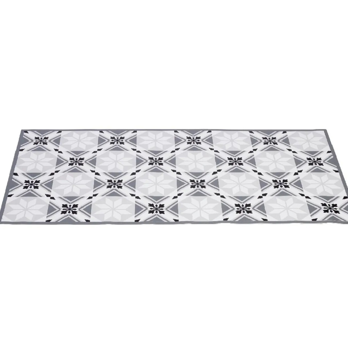 Nettoyage Et Entretien|Gifi Tapis vinyle imprimé carreau de ciment noir gris L. 99 cm