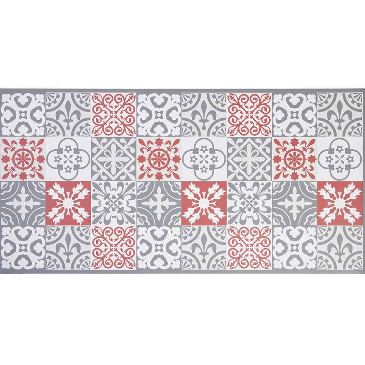 Nettoyage Et Entretien|Gifi Tapis vinyle imprimé carreau de ciment rouge gris L. 99 cm