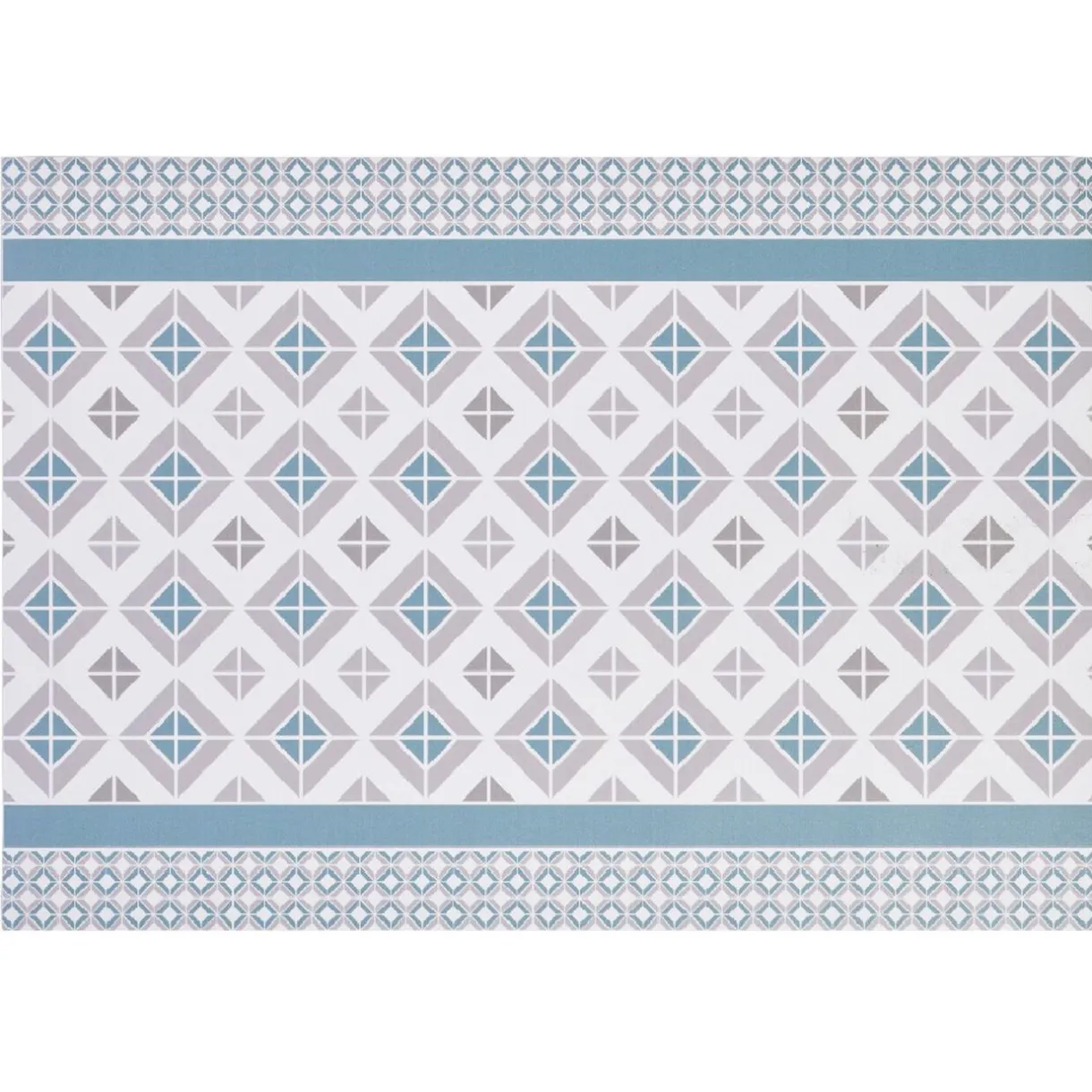 Nettoyage Et Entretien|Gifi Tapis vinyle imprimé géométrique bleu gris L. 70 cm