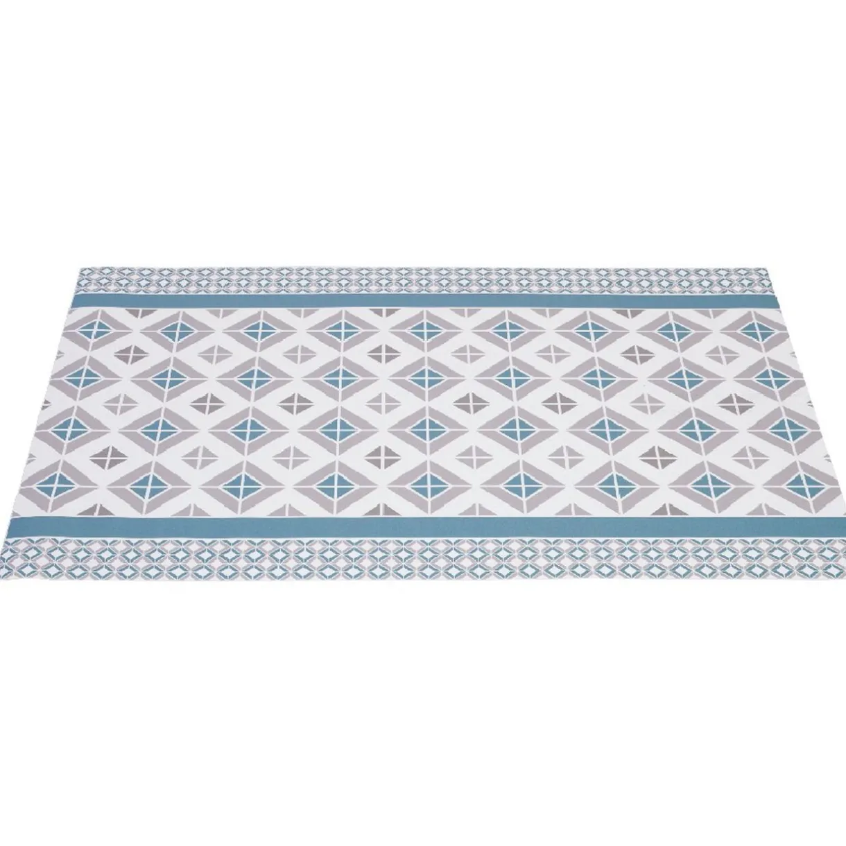 Nettoyage Et Entretien|Gifi Tapis vinyle imprimé géométrique bleu gris L. 70 cm