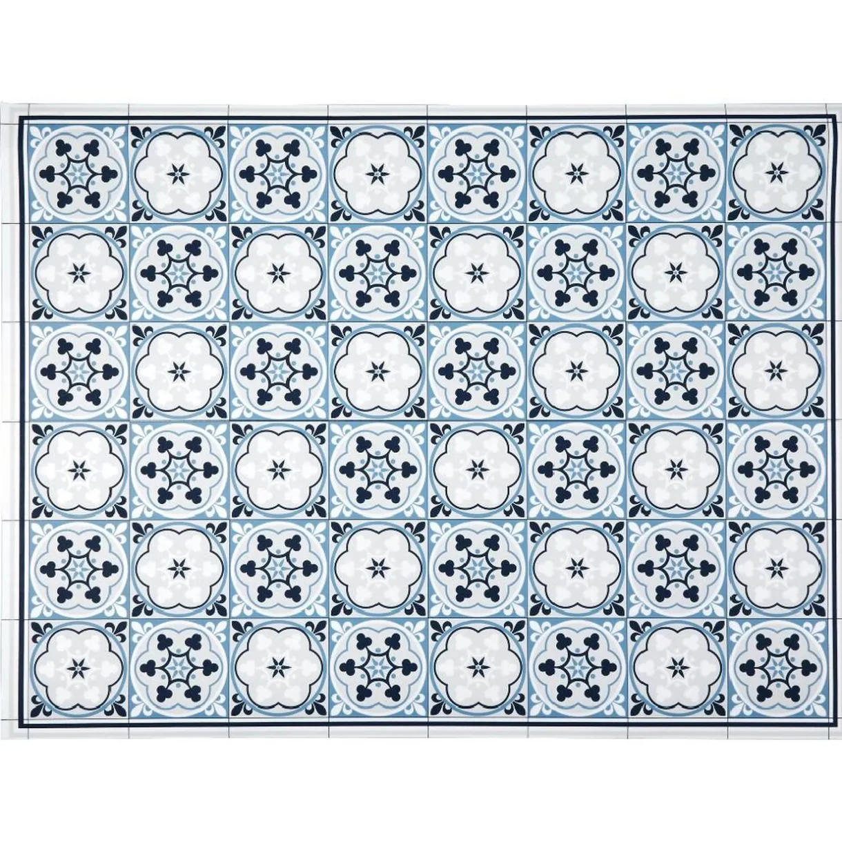 Nettoyage Et Entretien|Gifi Tapis vinyle motif carreau de ciment bleu et blanc 72x95cm