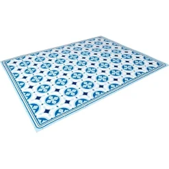 Nettoyage Et Entretien|Gifi Tapis vinyle motif carreau de ciment bleu et blanc 72x95cm