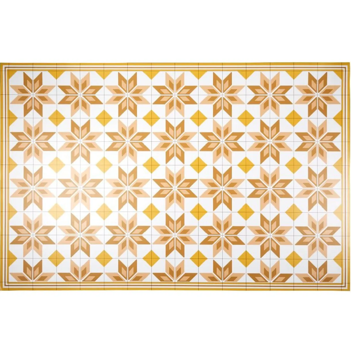 Nettoyage Et Entretien|Gifi Tapis vinyle motif carreau de ciment jaune et blanc 97x147cm