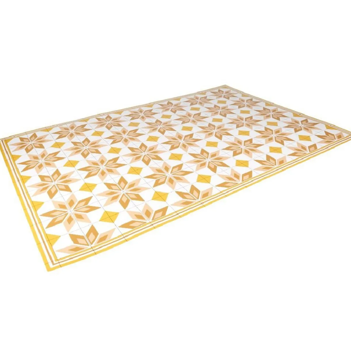 Nettoyage Et Entretien|Gifi Tapis vinyle motif carreau de ciment jaune et blanc 97x147cm