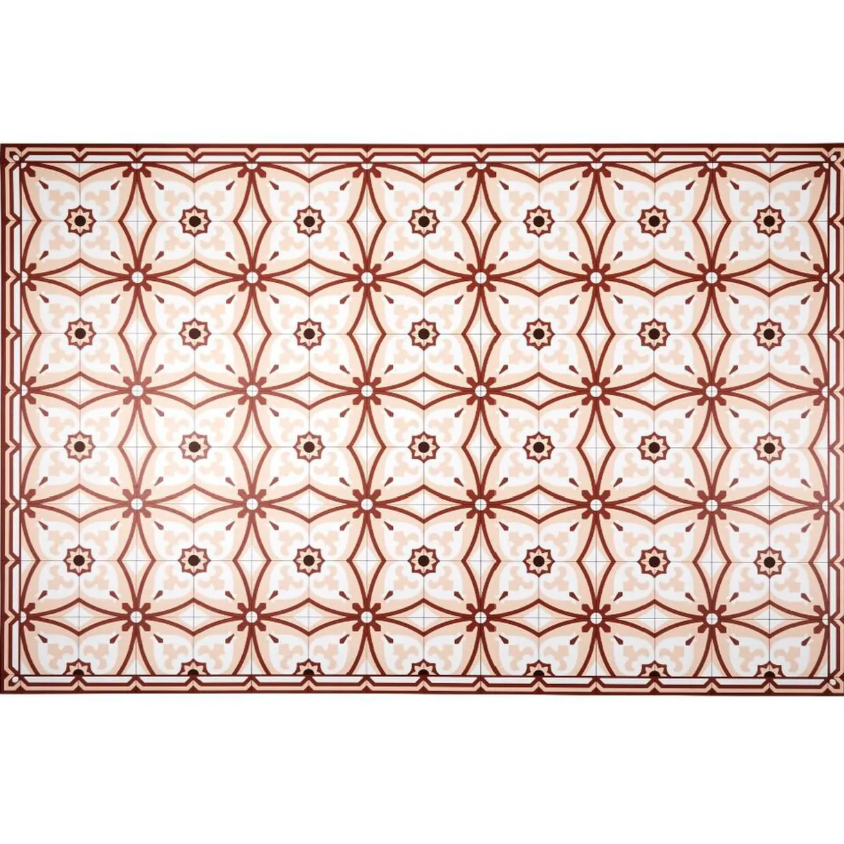 Nettoyage Et Entretien|Gifi Tapis vinyle motif carreau de ciment rouge et beige 97x147cm