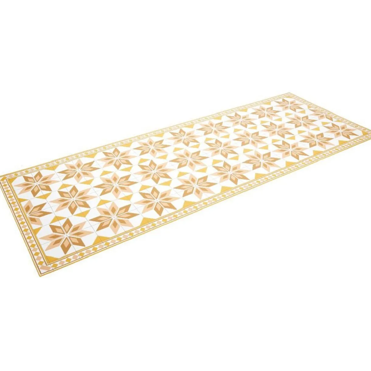 Nettoyage Et Entretien|Gifi Tapis vinyle motif carreau de ciment jaune et blanc 70x190cm