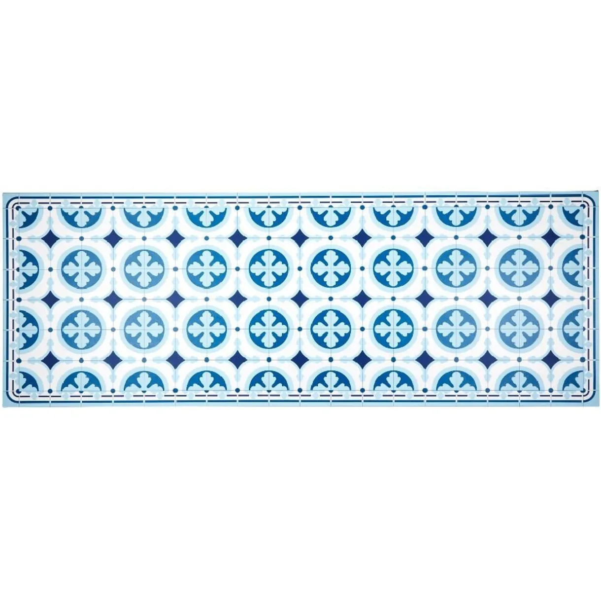 Nettoyage Et Entretien|Gifi Tapis vinyle motif carreau de ciment bleu et blanc 70x190cm