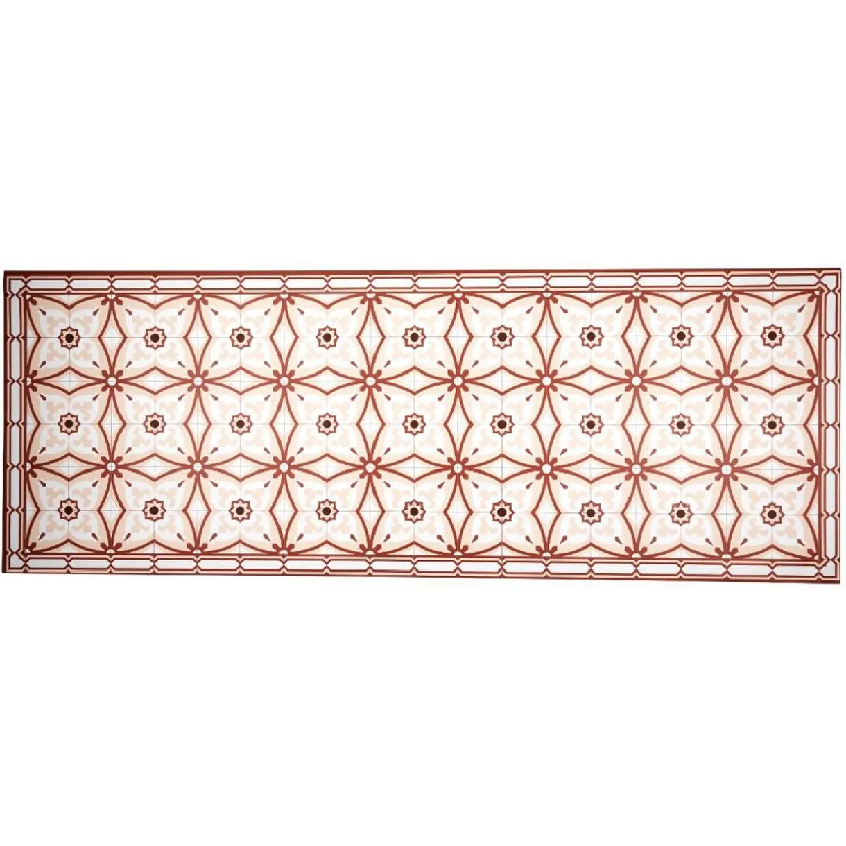 Nettoyage Et Entretien|Gifi Tapis vinyle motif carreau de ciment rouge et beige 45x95cm