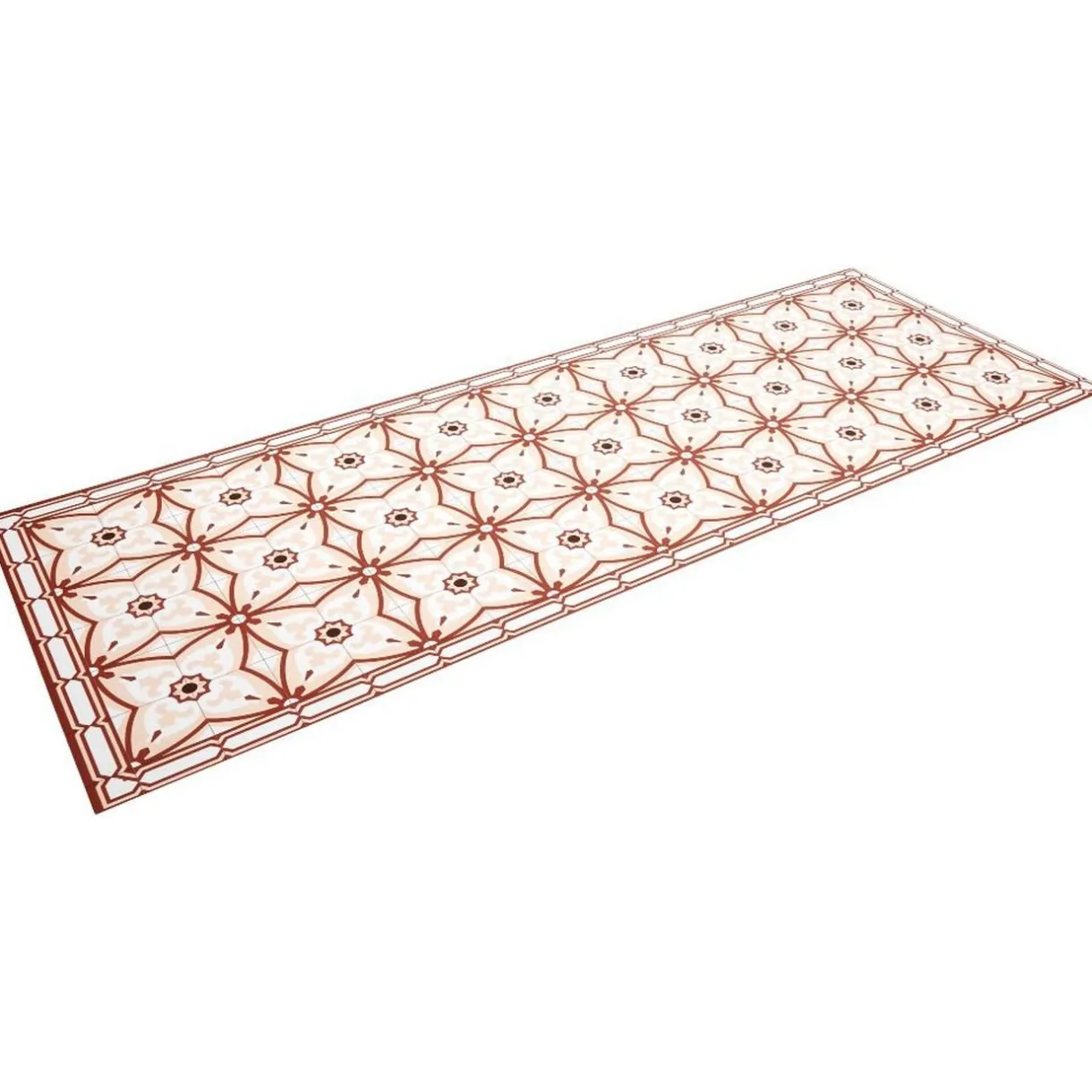 Nettoyage Et Entretien|Gifi Tapis vinyle motif carreau de ciment rouge et beige 45x95cm