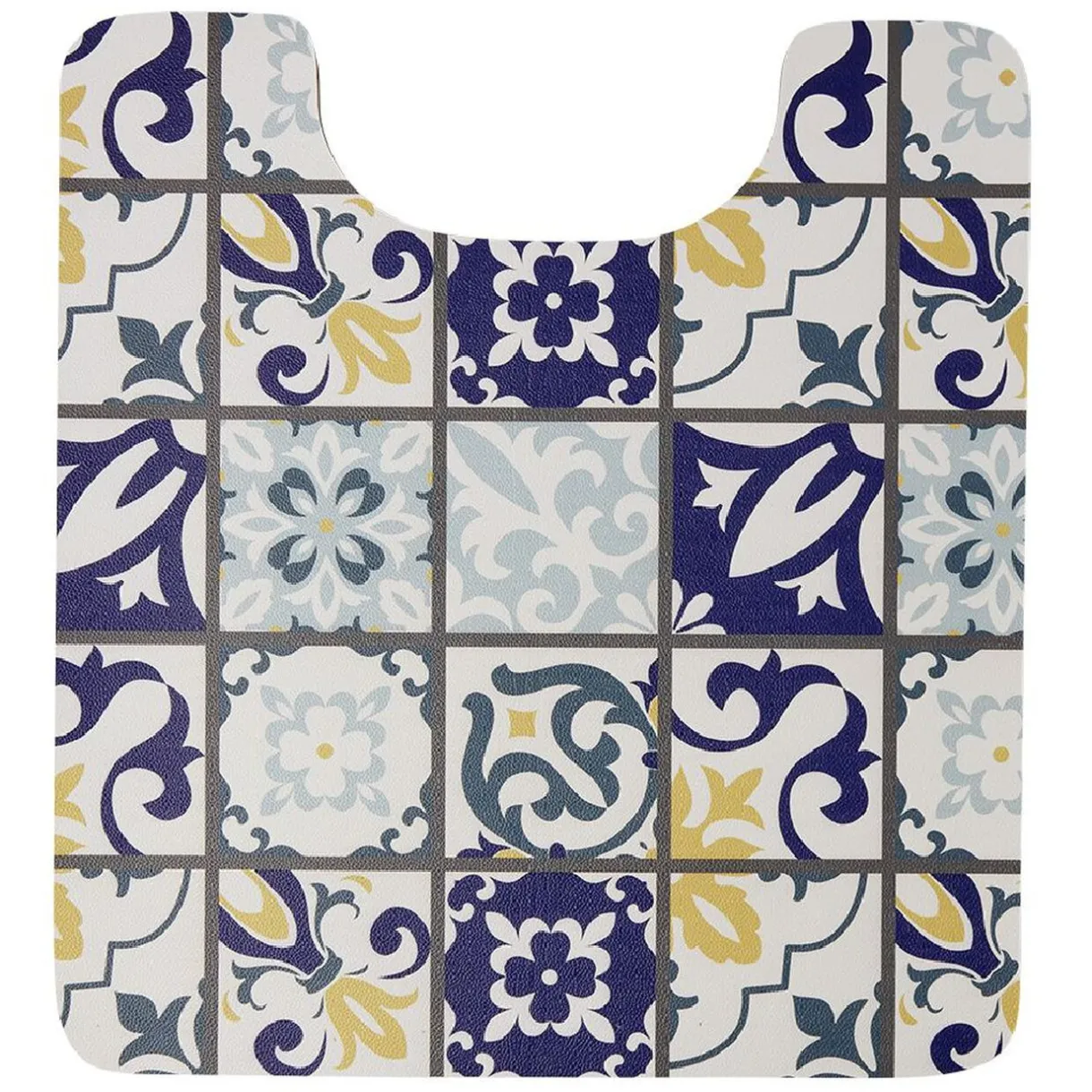 Sale Gifi Tapis WC pvc design carreau de ciment bleu