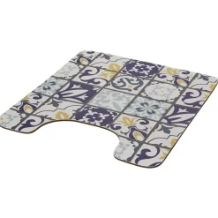 Sale Gifi Tapis WC pvc design carreau de ciment bleu