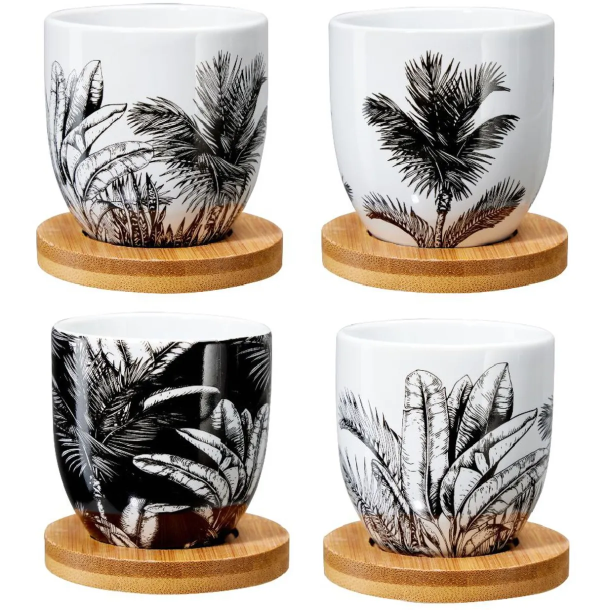 Tasse à café avec sous-tasse en bois x4^Gifi Hot