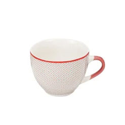 Tasse à café en porcelaine motif esprit campagne rouge gris 22 cl^Gifi Discount