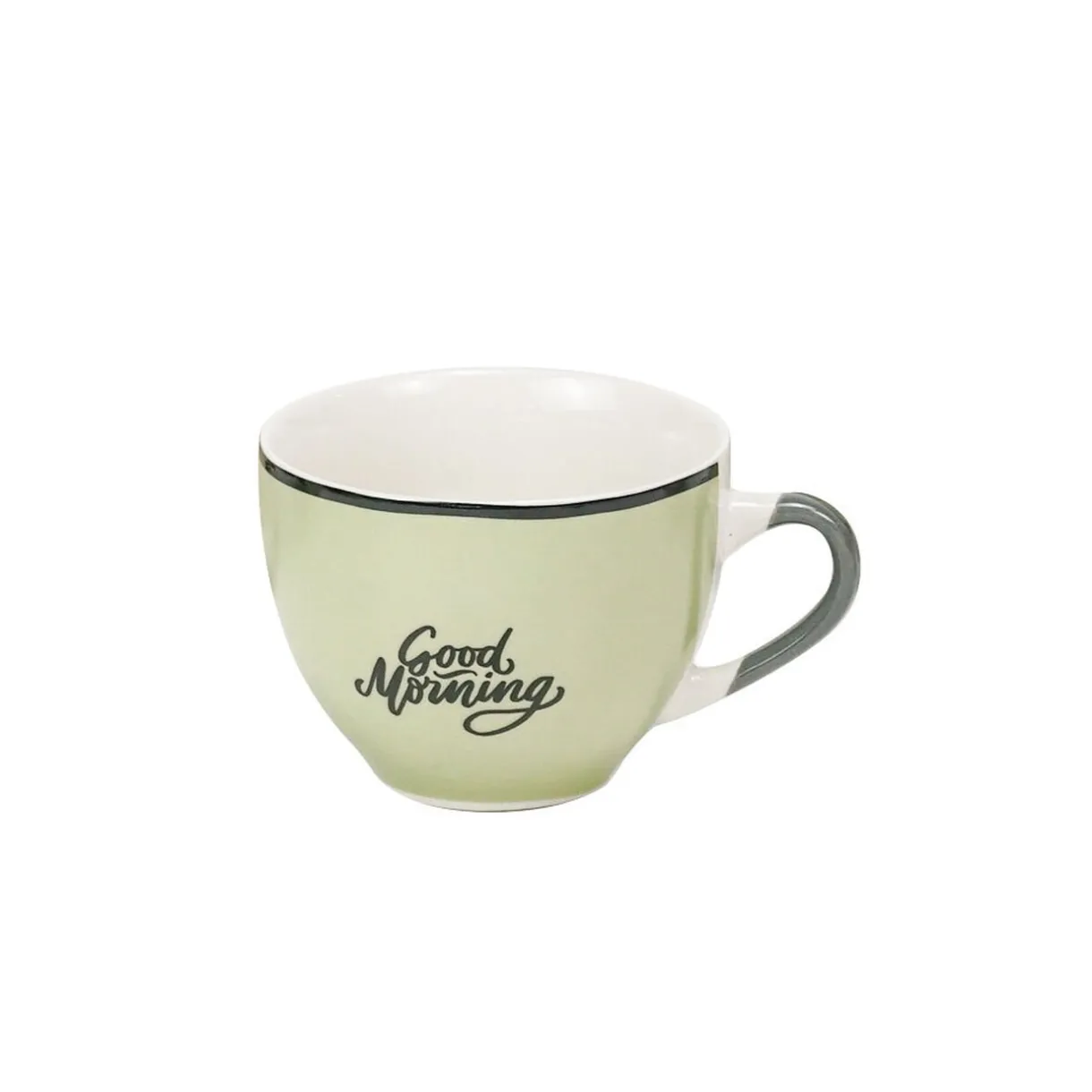 Tasse à café en porcelaine vert avec inscription "Good Morning" 22 cl^Gifi Online