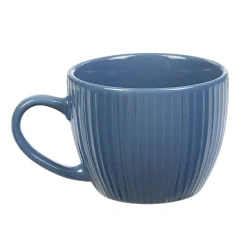 Tasse à expresso en faïence 10 cl bleu et rainures verticales relief^Gifi Outlet