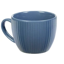 Tasse à expresso en faïence 10 cl bleu et rainures verticales relief^Gifi Outlet
