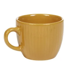 Tasse à expresso faïence jaune moutarde et rainures verticales relief^Gifi Outlet