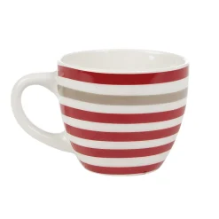 Tasse à expresso porcelaine blanc à rayures rouge gris 9 cl^Gifi New