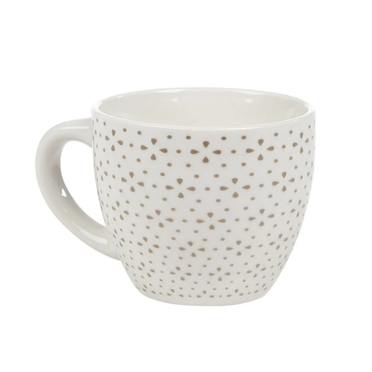 Tasse à expresso porcelaine blanc à motif fleur taupe 9 cl^Gifi Outlet