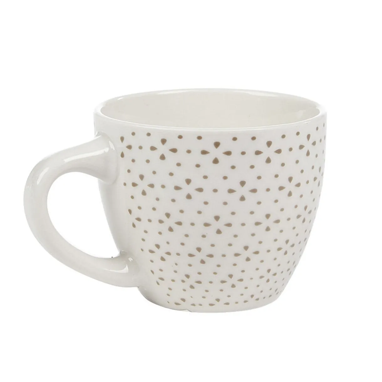 Tasse à expresso porcelaine blanc à motif fleur taupe 9 cl^Gifi Outlet