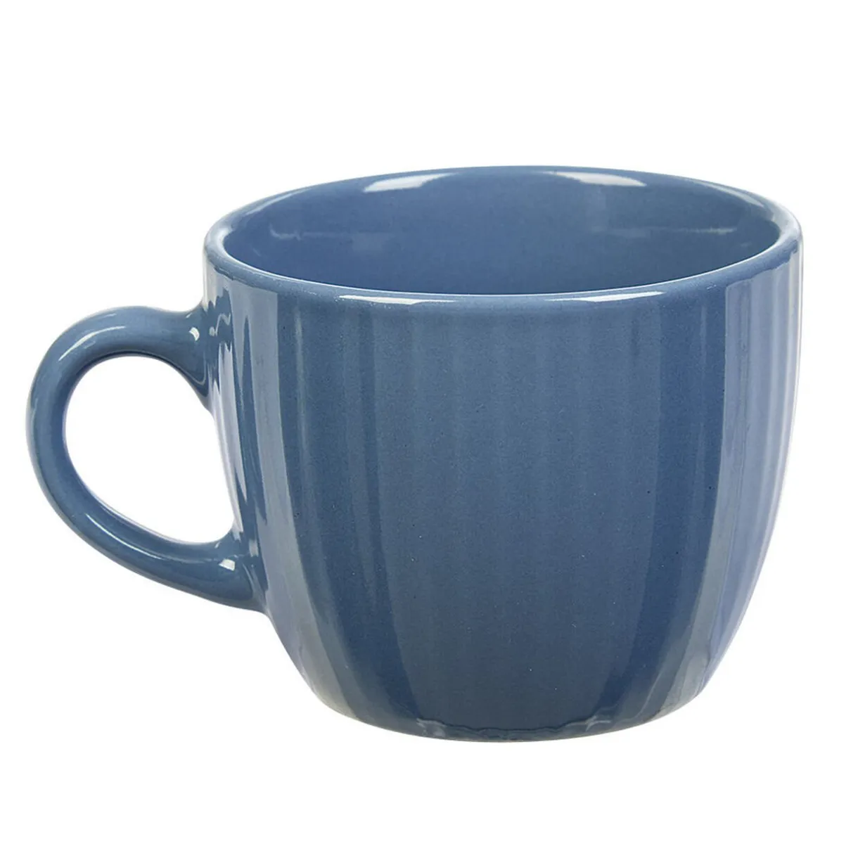 Tasse en faïence 23 cl uni bleu avec rainures verticales en relief^Gifi Clearance