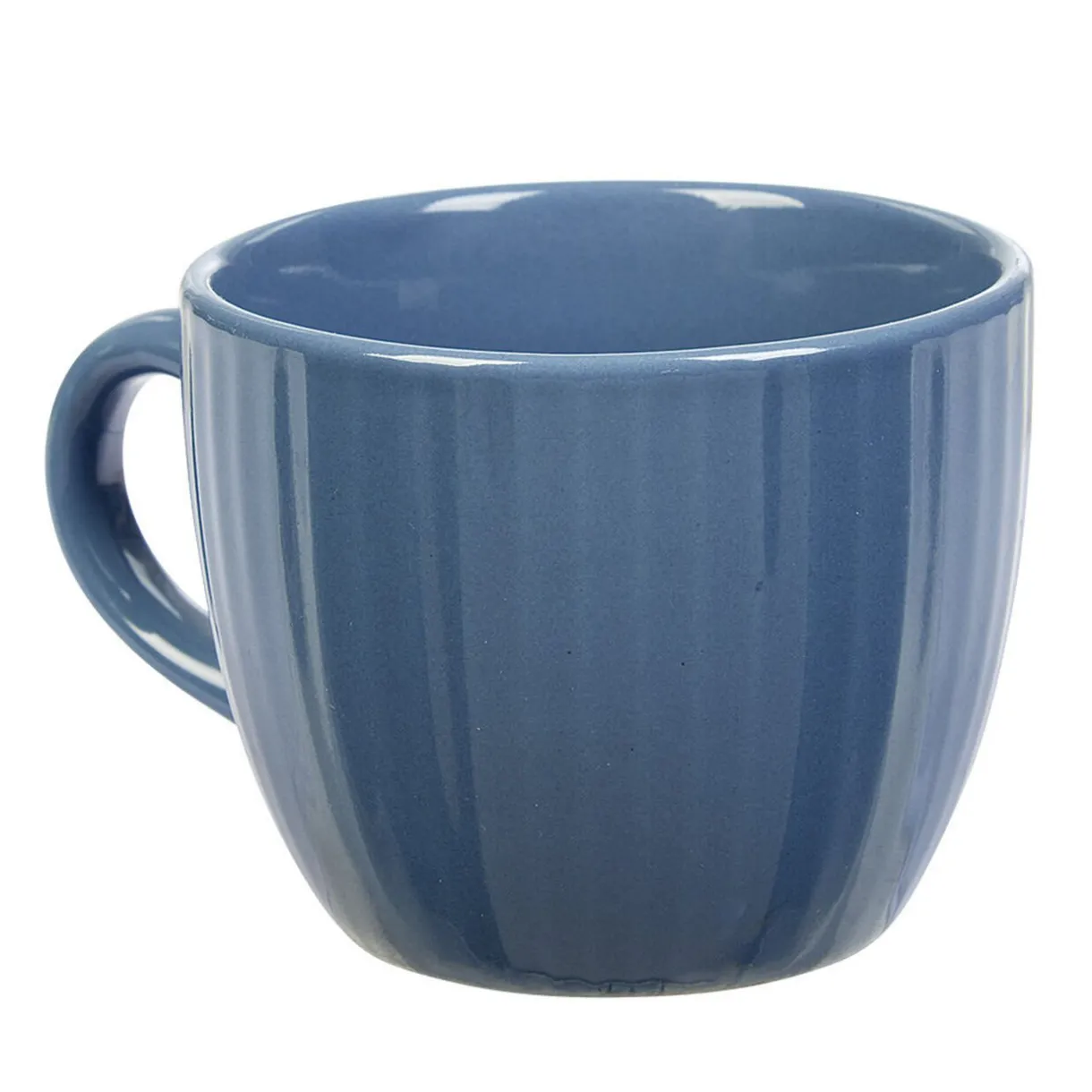 Tasse en faïence 23 cl uni bleu avec rainures verticales en relief^Gifi Clearance