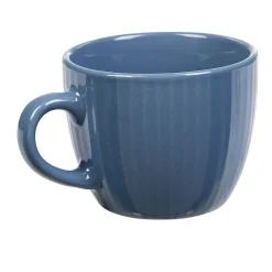 Tasse en faïence 23 cl uni bleu avec rainures verticales en relief^Gifi Clearance