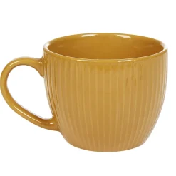 Tasse en faïence 23 cl uni jaune moutarde rainures verticales relief^Gifi Online