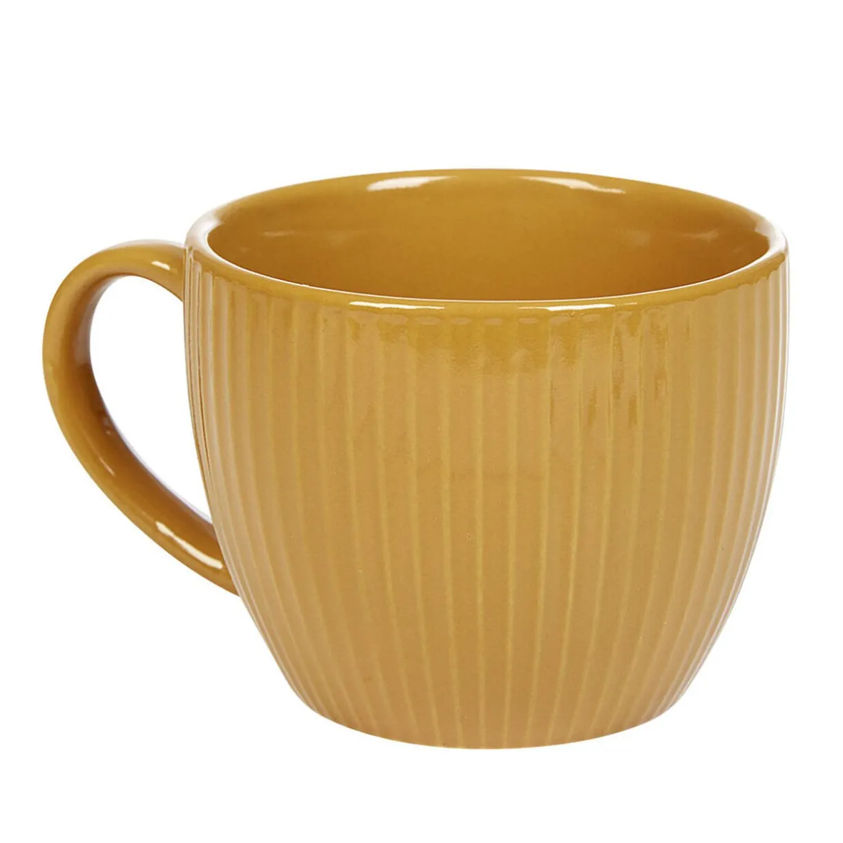 Tasse en faïence 23 cl uni jaune moutarde rainures verticales relief^Gifi Online