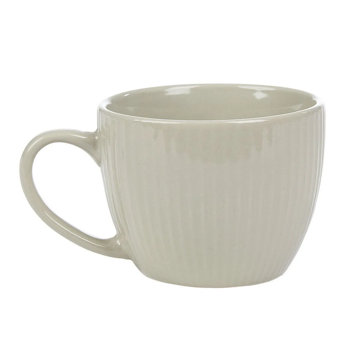 Tasse en faïence 23 cl uni lin avec rainures verticales en relief^Gifi Outlet