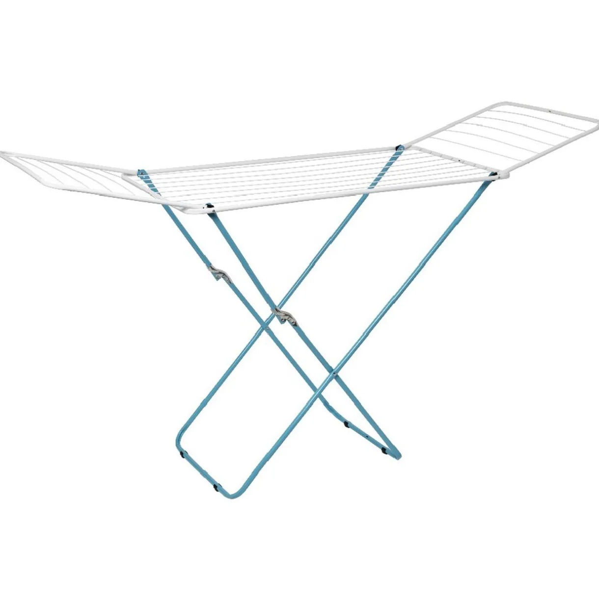 Entretien Du Linge|Gifi Étendoir à linge horizontal turquoise et blanc 18 m d'étendage