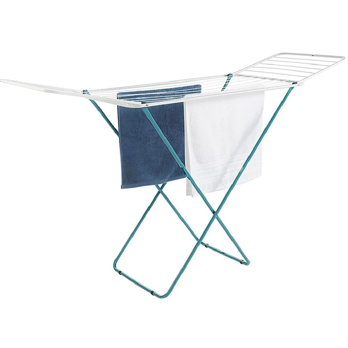 Entretien Du Linge|Gifi Étendoir à linge horizontal turquoise et blanc 18 m d'étendage