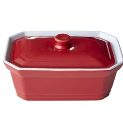 Terrine avec couvercle et presse rectangulaire rouge blanche^Gifi