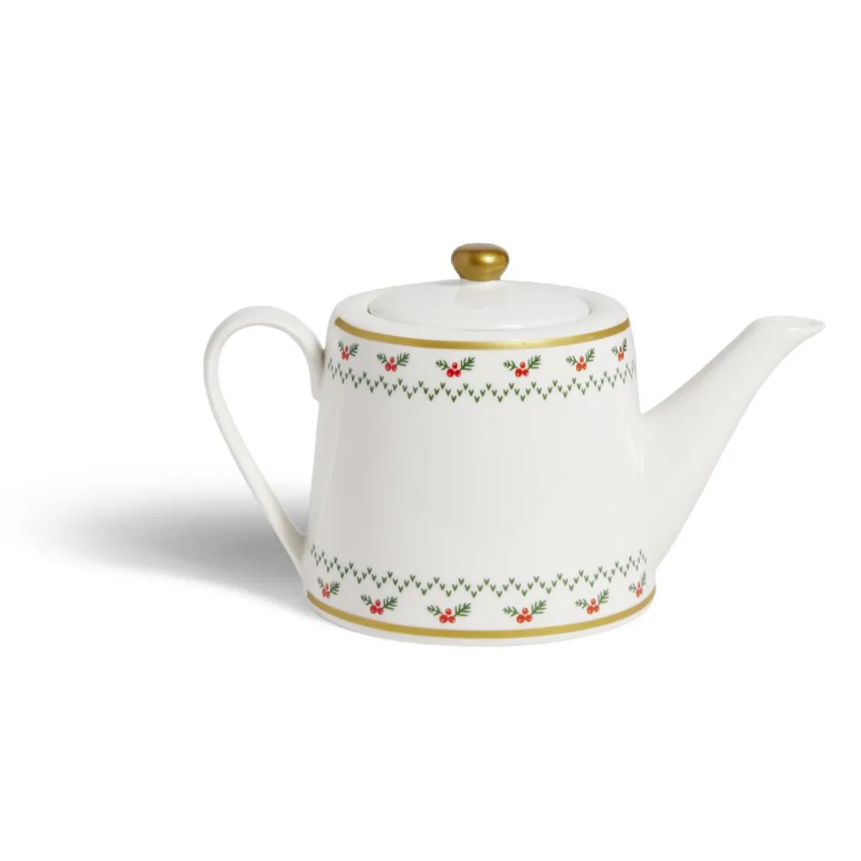 Theière de Noël 1,2L blanche et dorée motifs houx^Gifi Outlet