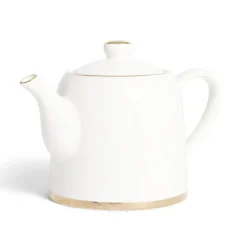 Théière 1L faïence blanc et doré Ø12xH15xm^Gifi Best