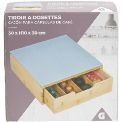 Tiroir à dosettes en bambou avec plateau en verre^Gifi Online