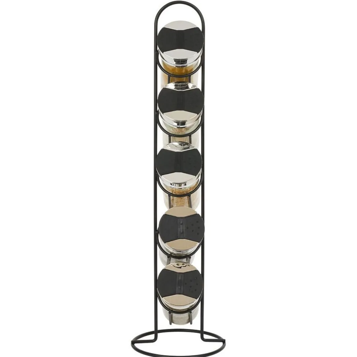 Tour à épices en métal avec 5 pots en verre Ø11xH39cm^Gifi Clearance
