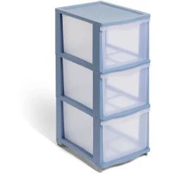 Rangement|Gifi Tour de rangement à 3 tiroirs plastique bleu 27x37x63cm