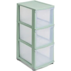 Rangement|Gifi Tour de rangement à 3 tiroirs plastique vert 27x37x63cm
