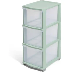 Rangement|Gifi Tour de rangement à 3 tiroirs plastique vert 27x37x63cm