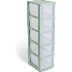 Rangement|Gifi Tour de rangement à 5 tiroirs plastique transparent 27x37x103cm