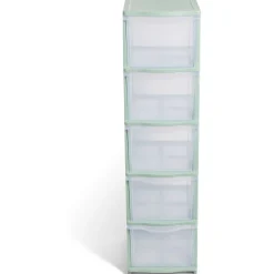 Rangement|Gifi Tour de rangement à 5 tiroirs plastique transparent 27x37x103cm