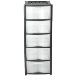Rangement|Gifi Tour de rangement 5 tiroirs noir à roulettes