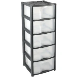 Rangement|Gifi Tour de rangement 5 tiroirs noir à roulettes