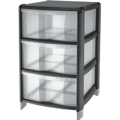 Rangement|Gifi Tour de rangement 3 tiroirs noir transparent 20L